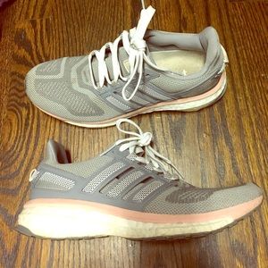 Grey w/ light pink accent athletic shoes
